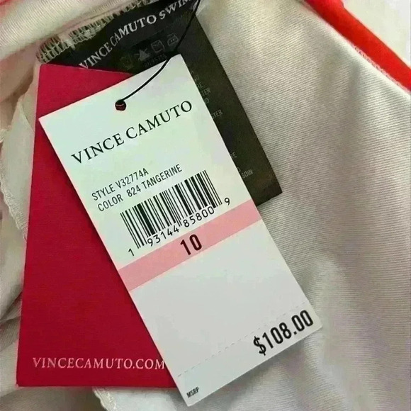 Vince Camuto NWT Tangerine One Shoulder One Piece Swimsuit MSRP $108 Women Sz 10 - Picture 6 of 12